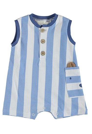 Blue Stripe Short Tank Romper