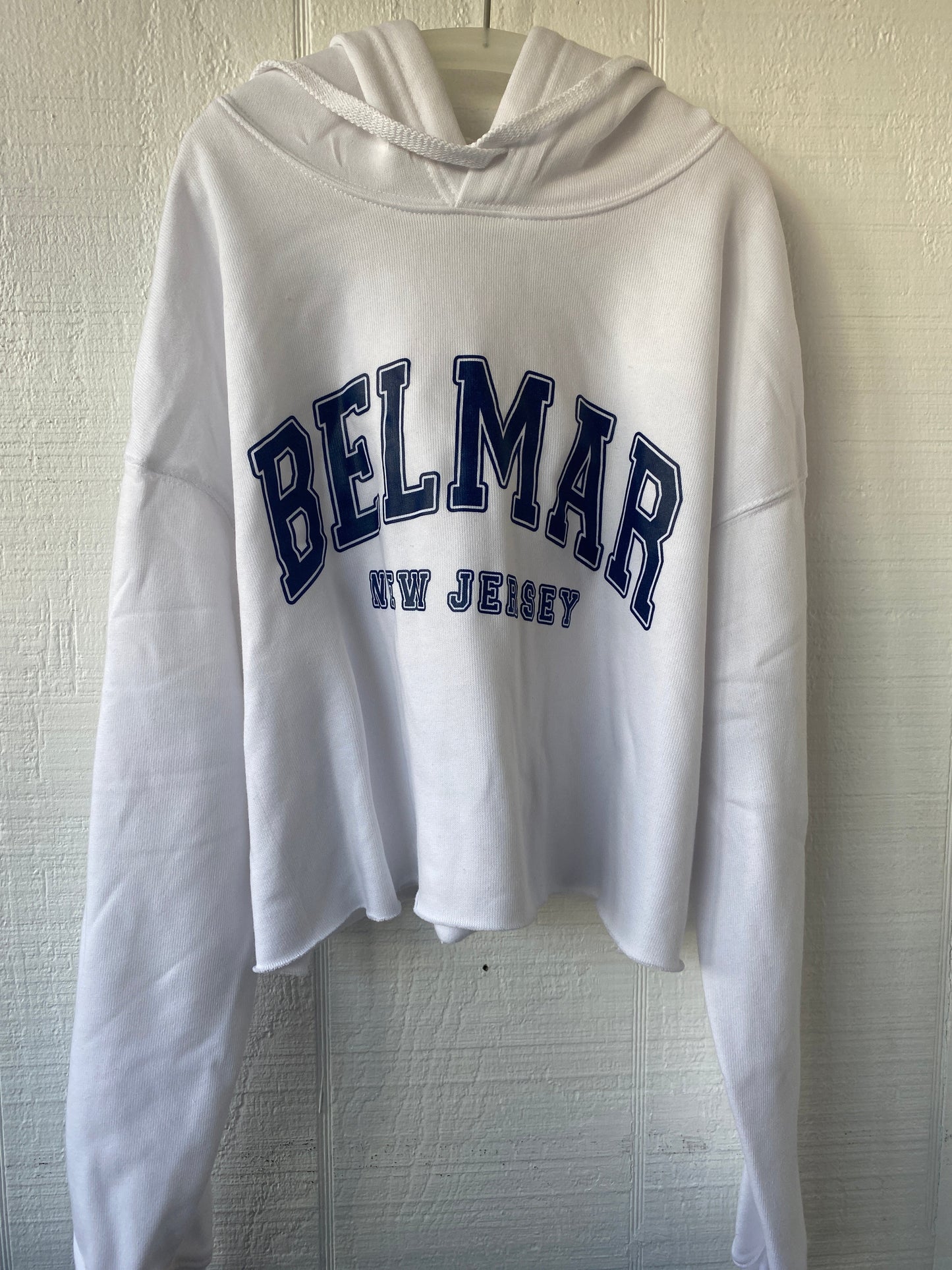 White Adult Cropped Belmar Hoodie