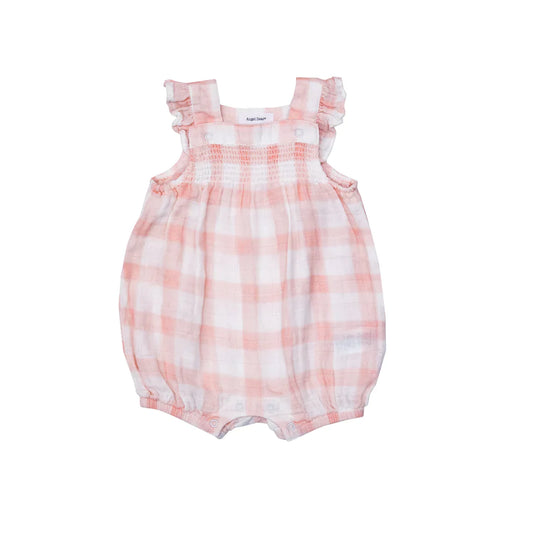 Painted Gingham Smocked Overall Shortie