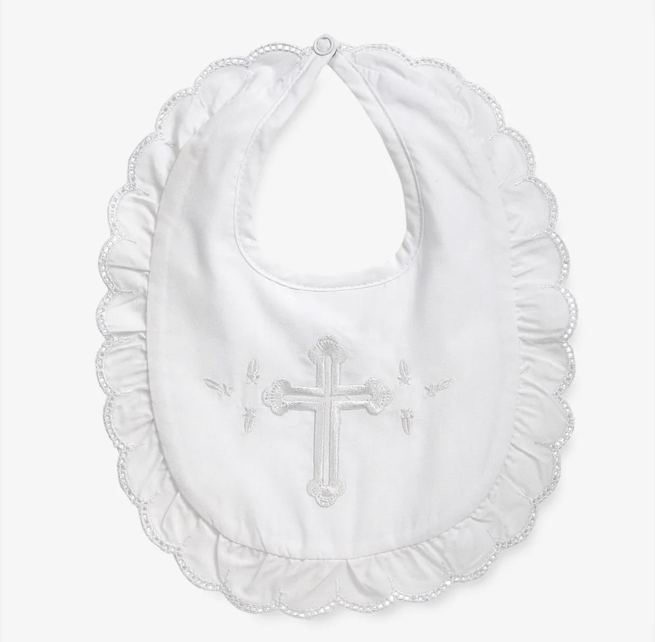 Ruffle Edge Christening Bib