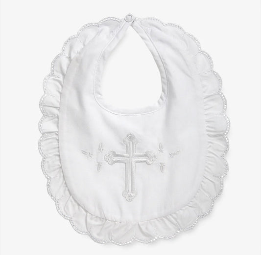Ruffle Edge Christening Bib