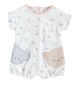 White with Grey Dot Oh Hi Short Romper