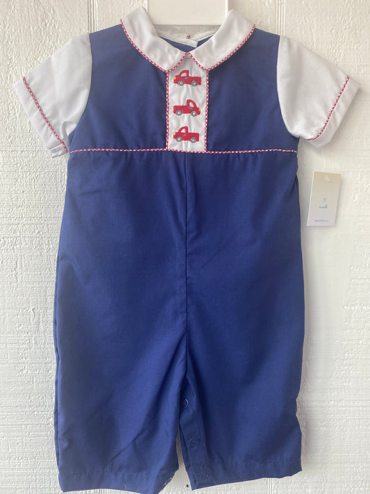 Navy Longall with Red Truck Embroidery