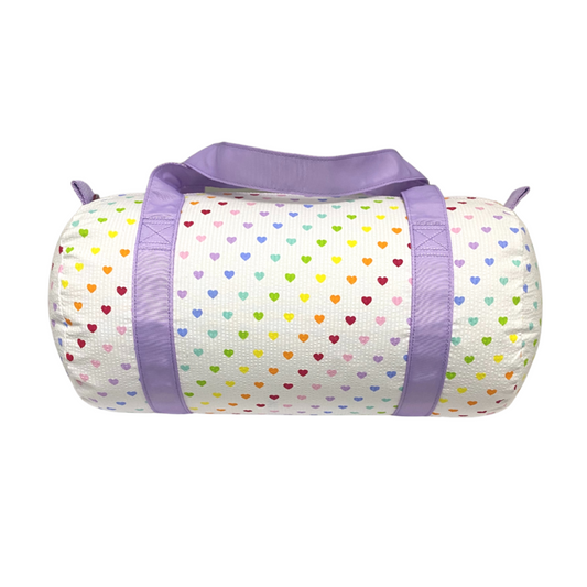 Tiny Hearts Seersucker Medium Duffel Bag (with optional monogram)