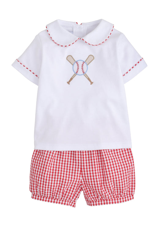 Appliqué Peter Pan Short Set -Baseball by Little English