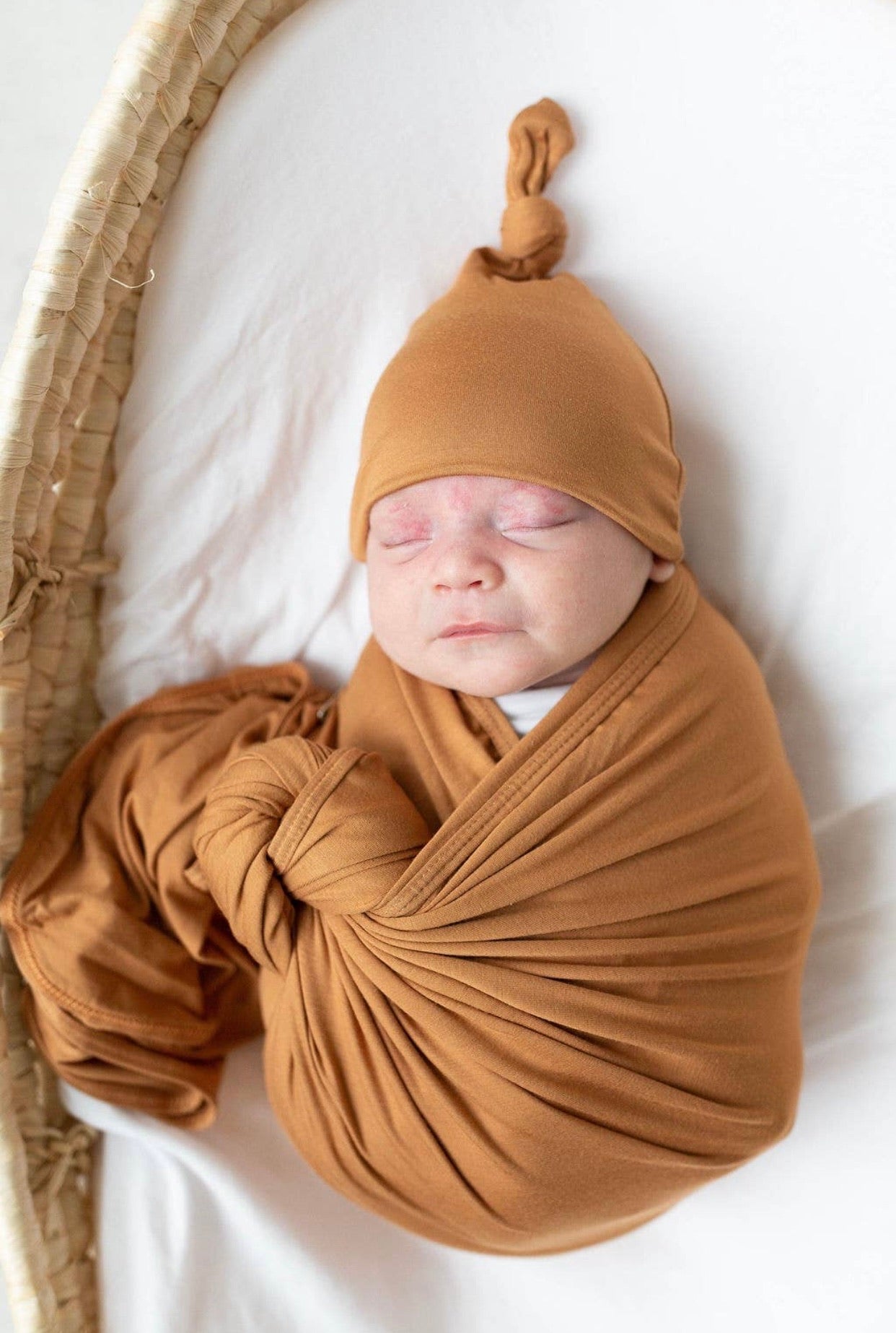 Swaddle blanket and Beanie hat-Camel