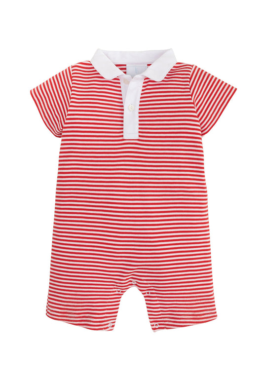 Peter Pan Polo Romper Red Stripe by Little English