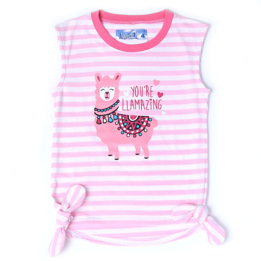 Pink Llamazing Graphic Knot Tank