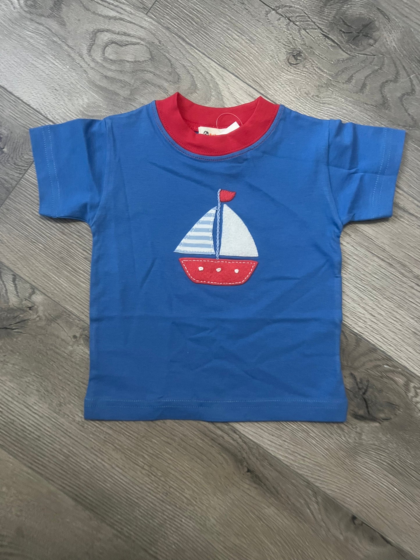 Blue Chambray Sailboat Appliqué Tee by Luigi Kids