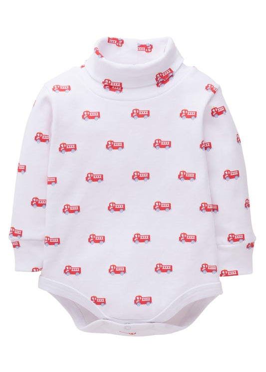 Firetruck printed Turtleneck Onesie by Little English