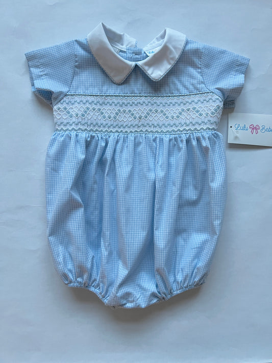 Noah Blue Smocked Bubble