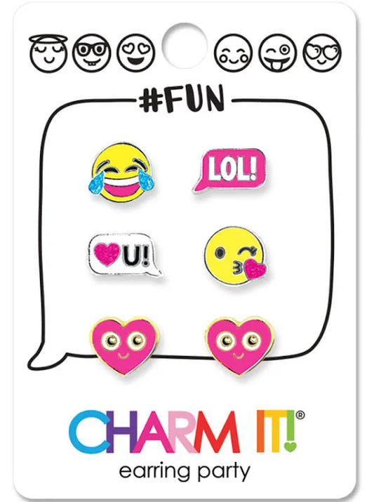 Charm it Earring Set-Fun Emojis
