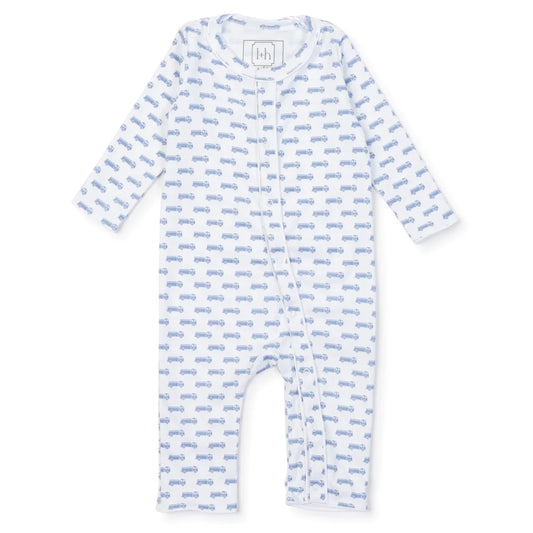 Graham Romper Firetruck Blue by Lila and Hayes