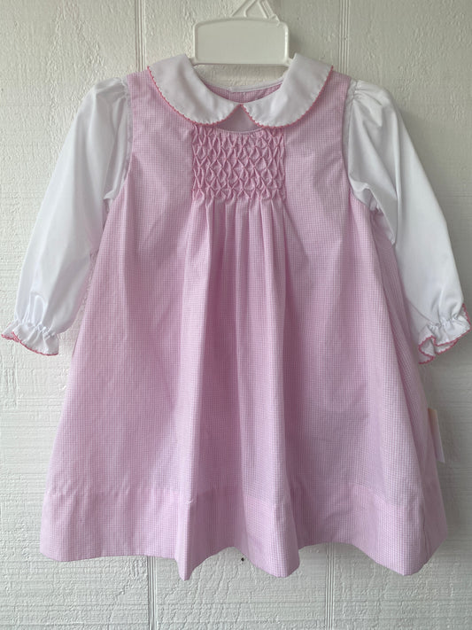 Pink Smocked Gingham Dress and Bloomer Set
