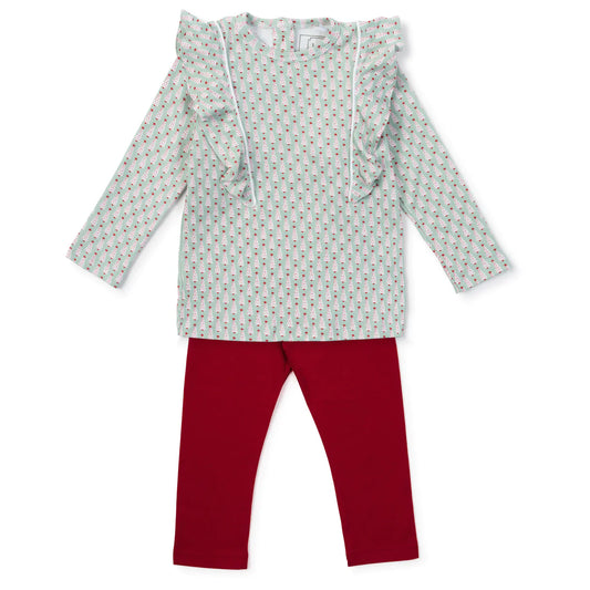 Olive Legging Set-Festive Christmas Tree by Lila and Hayes