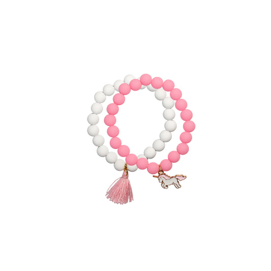 Set of 2 bracelets (white and pink)