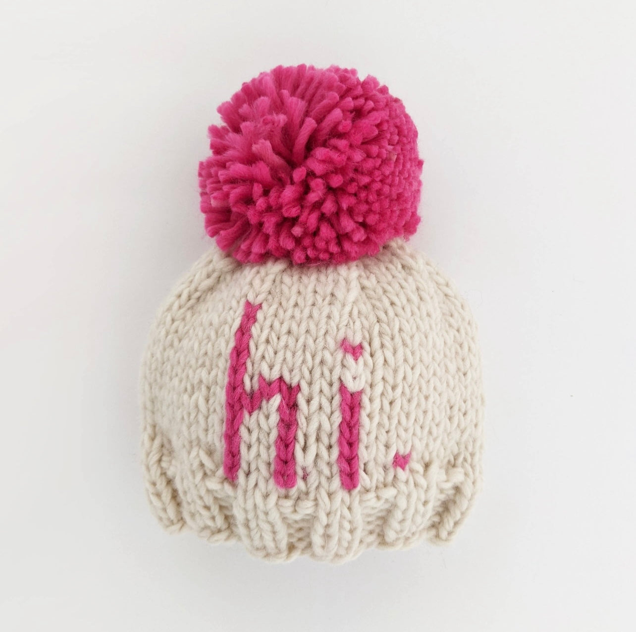 Hi. Neon Pink Knit Baby Hat