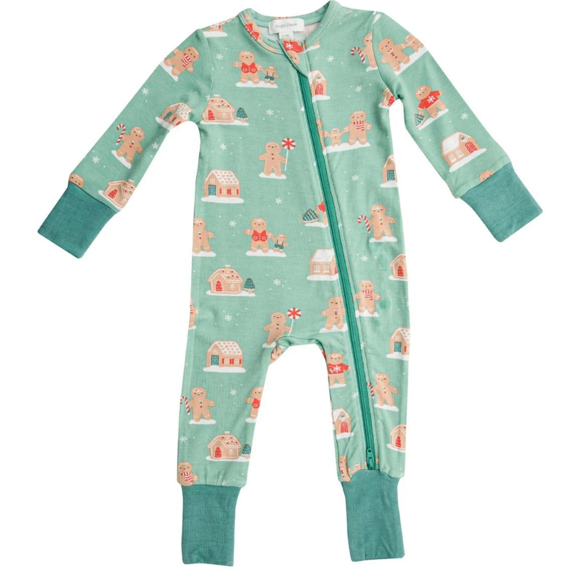 Green Gingerbread Zipper Romper