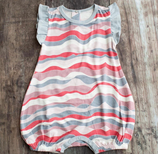 Pink Wave Flutter Romper