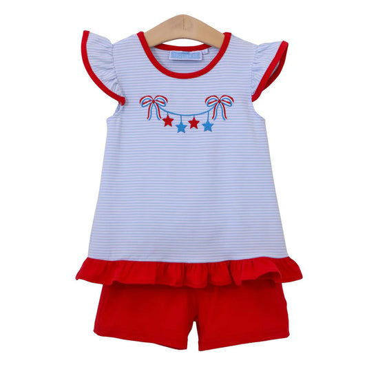 Star Spangled Appliqué Short Set by Trotter Street Kids