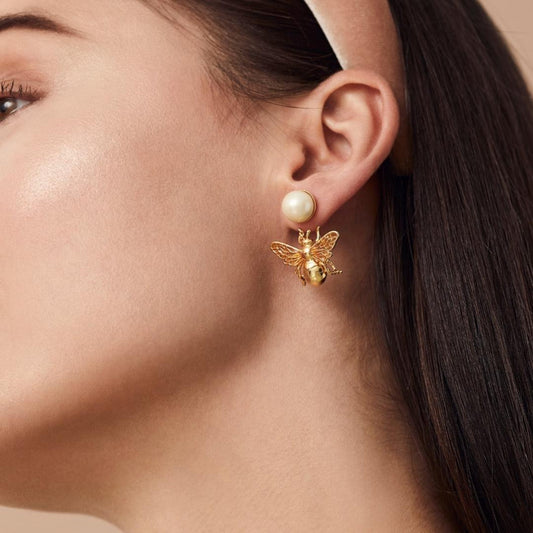 Queen Bee Pearl Drop Earrings